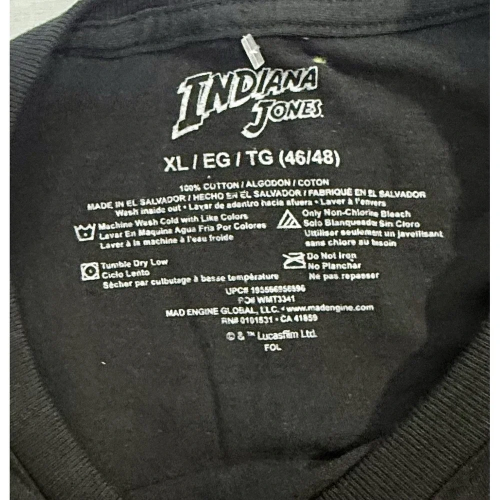 Indiana Jones Worldwide Black‎ Men's Tee Shirt XL (46-48) , Short Sleeve